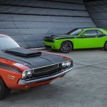 1970 Dodge Challenger T/A (left) and 2017 Dodge Challenger T/A (right)