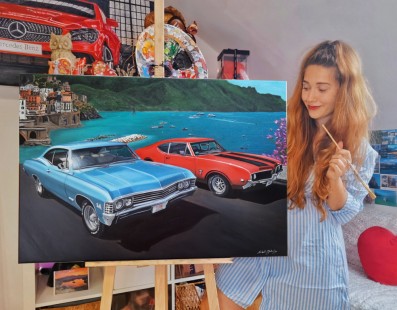 Realistic Car Paintings: Michelle Jakelj’s Escape on Canvas